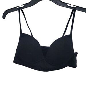 Coco Lingerie Women's Black Ribbed Knit Foam Cup Wireless Lounge Bralette Size L